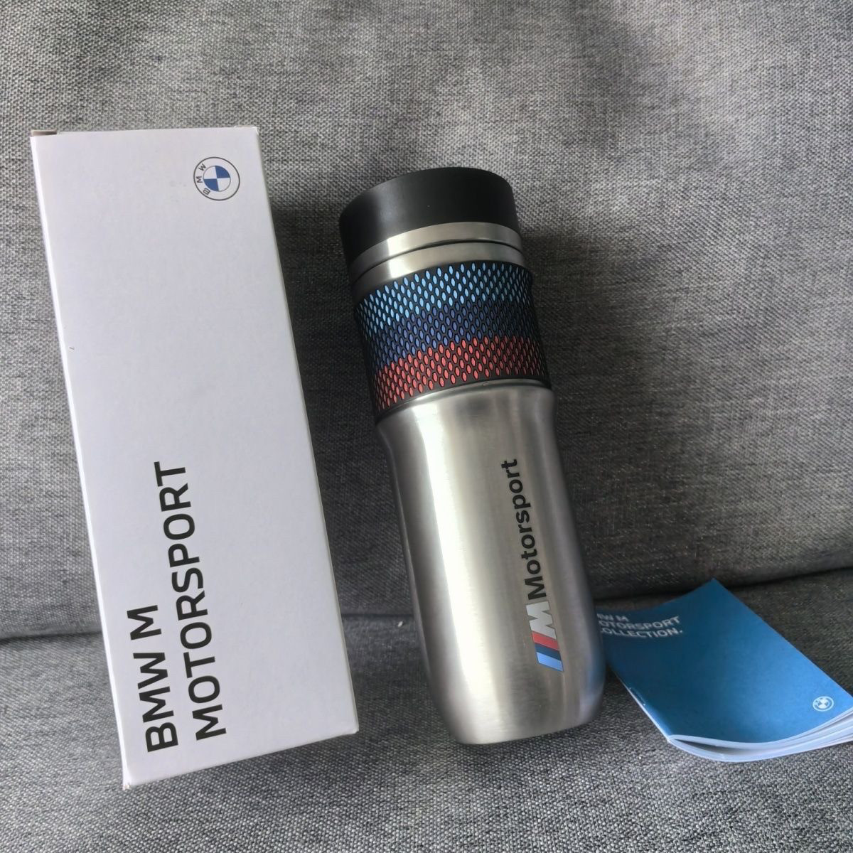 适BMW宝马保温杯MOTORSPORT赛车运动系列直身水杯按压式防摔高级
