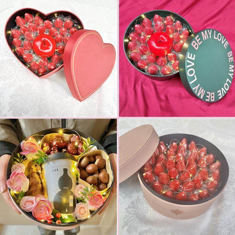 圣诞节草莓苹果水果礼物盒子圆形心形爱心生日礼物盒子送闺蜜朋友