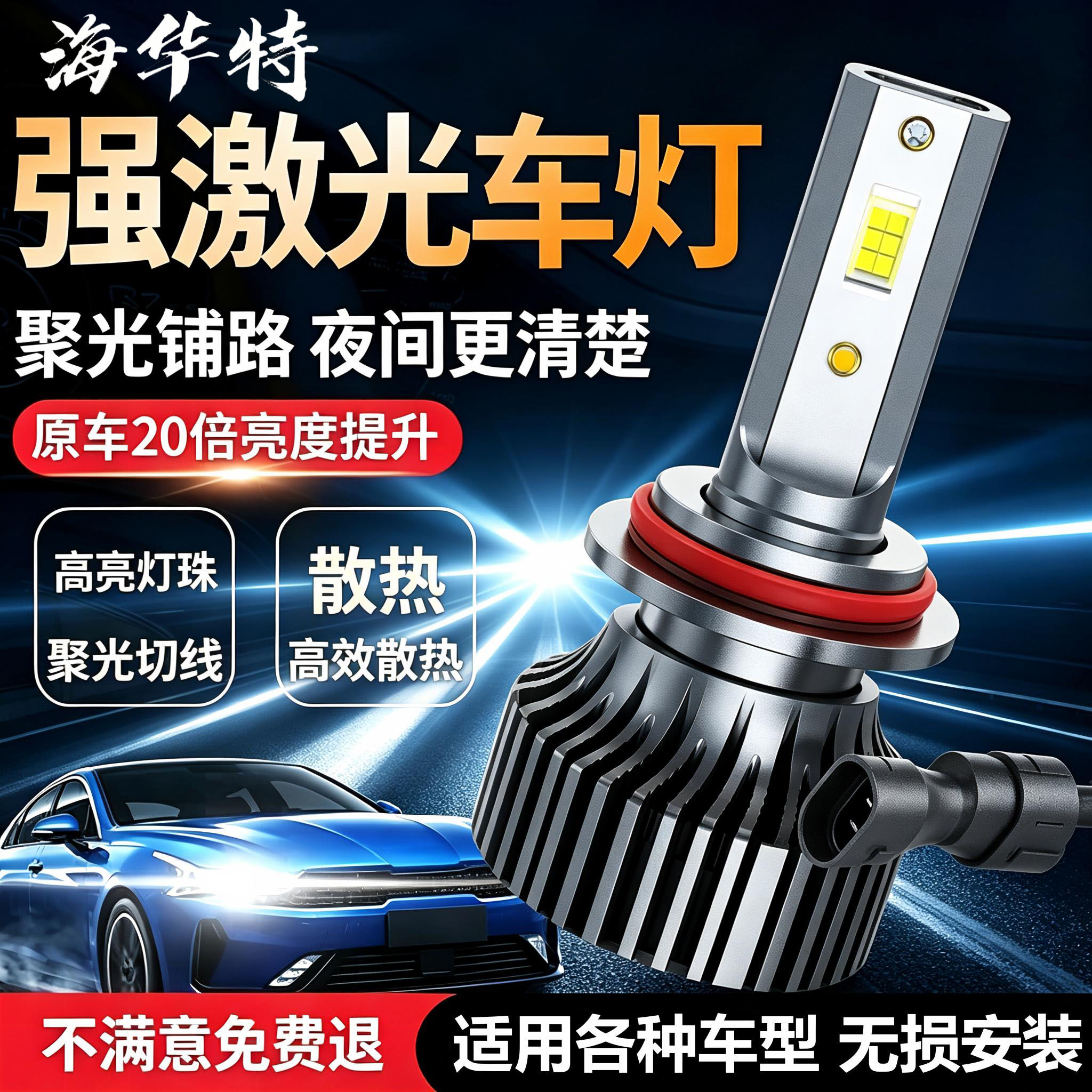 聚光大灯超亮一体汽车led