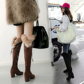 长筒雪地靴女过膝长靴粗跟高跟加厚加绒40大码 2025冬季 新款 43棉靴