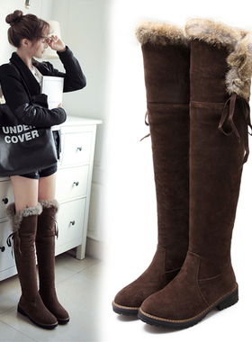 2025冬季新款雪地靴女加厚加绒长筒过膝长靴高筒棉靴40大码43棉鞋