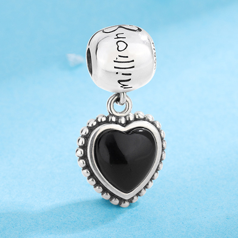 PANGQIA潘家银手镯复古手链纯银手串配件黑色爱心银饰串珠diy吊坠,饰品/流行首饰/时尚饰品新,项坠/吊坠,淘宝优惠券,粉丝福利购,淘宝优惠卷