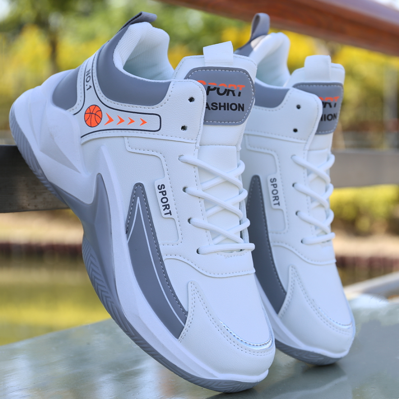 运动鞋子男百搭休闲跑步鞋皮面