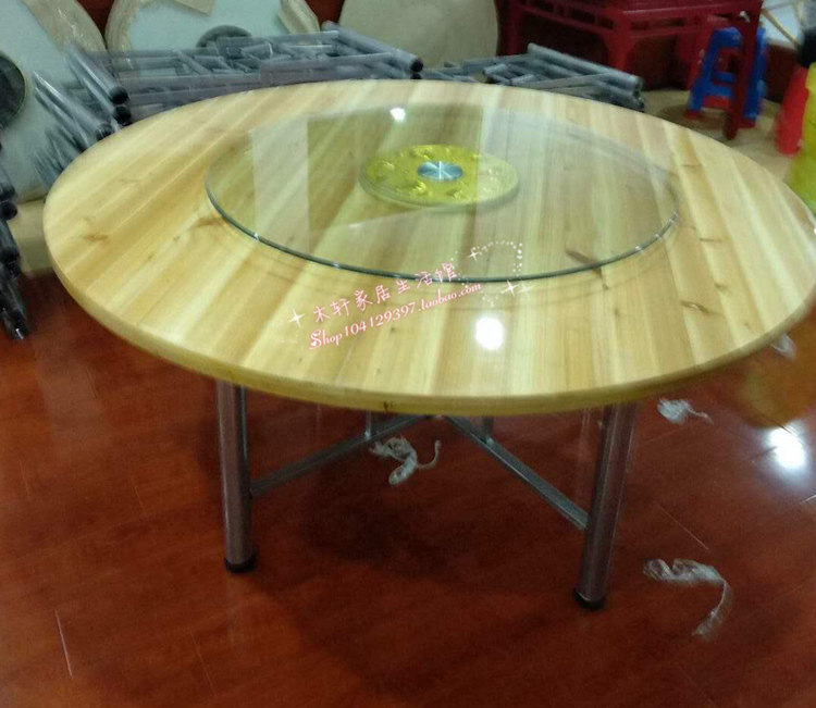 特价加厚实木整体圆台面木圆桌面实木餐桌酒店餐桌酒店圆桌餐台