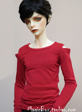 4分3分BJD.SD 娃娃衣服娃衣红色个性露肩长袖T恤上衣1/3 1/4