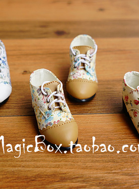BJD SD 娃娃鞋子 森系碎花鞋靴 白 棕 黄色（3色）1/3分1/4分