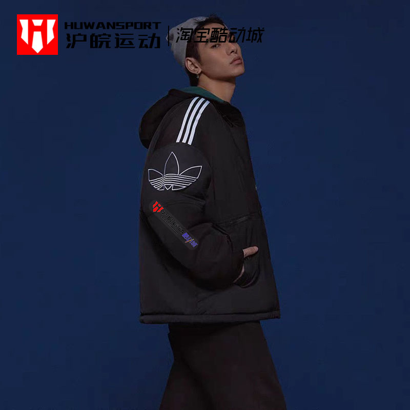 防风保暖双面穿连帽棉服外套