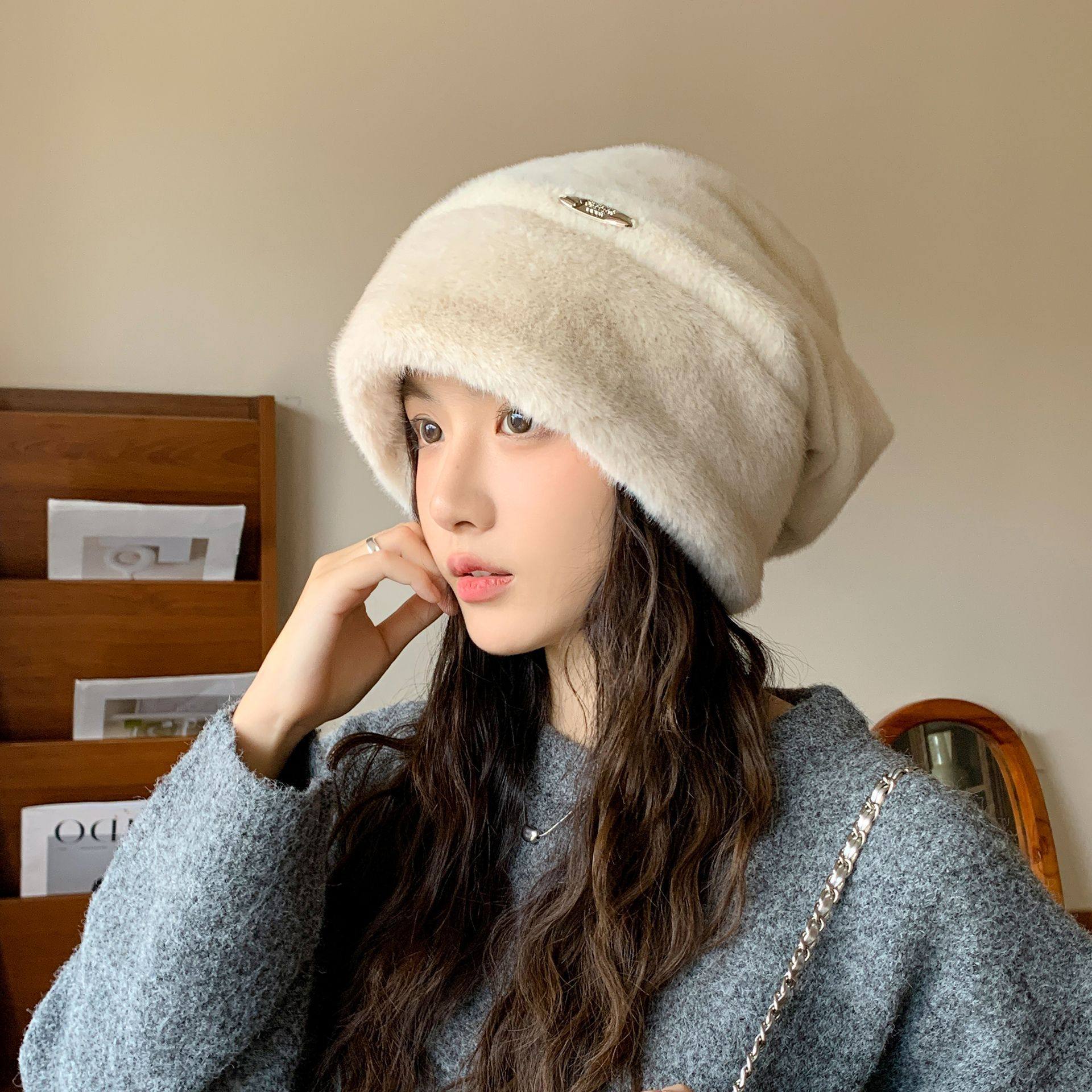 ins休闲帽子女冬保暖护耳毛绒帽宽松大头围防寒网红显脸小堆堆帽,服饰配件/皮带/帽子/围巾,帽子,淘宝优惠券,粉丝福利购,淘宝优惠卷