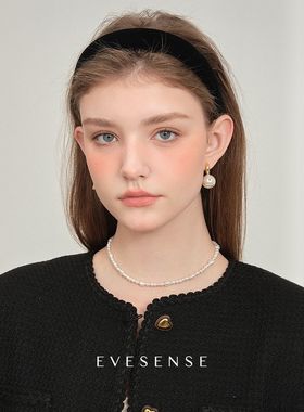 EVESENSE黑色金丝绒质感法式发箍复古百搭简约ins高级感发饰发夹