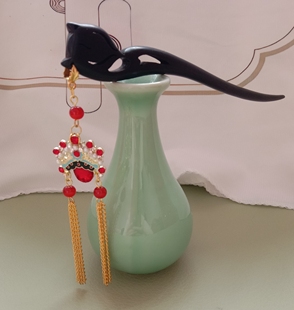 黑檀木刀马旦发簪盘发簪子汉服古风马面裙发饰日常旗袍配