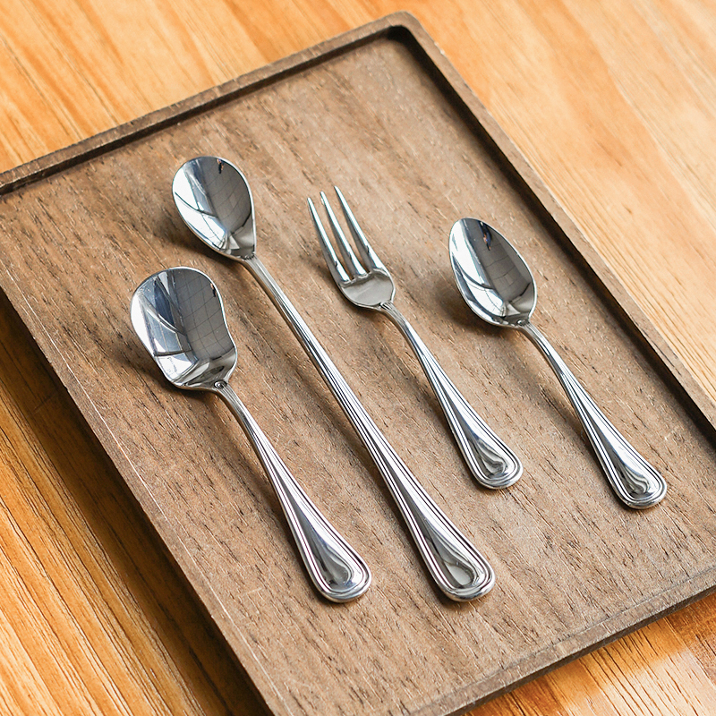 日本进口苏伊达叉勺18/10不锈钢加厚轻奢甜品叉雪糕勺长柄搅拌勺