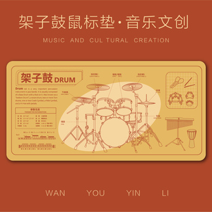 【架子鼓鼠标垫】乐器周边结构桌垫工业风打击乐大桌面电脑垫文创