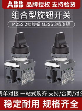 ABB两档旋钮开关MS2SS1-40B-11 M3SS2-40B-20三档自锁转换 MCB-10