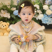 一周岁女宝礼服冬季 婴儿宝宝抓周生日宴衣服 加厚夹棉公主冠衣唐装