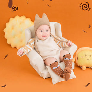 儿童摄影道具沙发百天周岁满月宝宝新生儿拍照百搭木质椅子婴儿