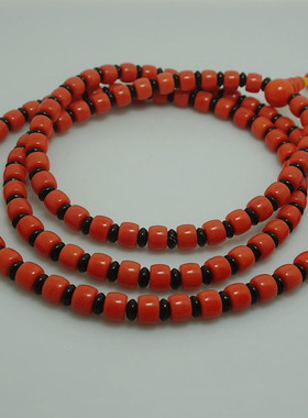 西藏风情藏式风格108颗8mm淡红琉璃佛珠 念珠 脖挂 车载佛珠 礼物