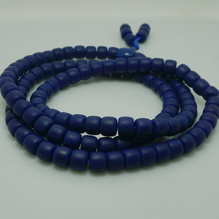 西藏雪巴琉璃 108颗仿旧蓝紫色大桶珠琉璃佛珠 手持念珠 男士礼物