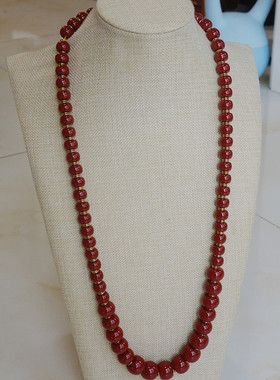 牛血红仿珊瑚树脂塔链项链