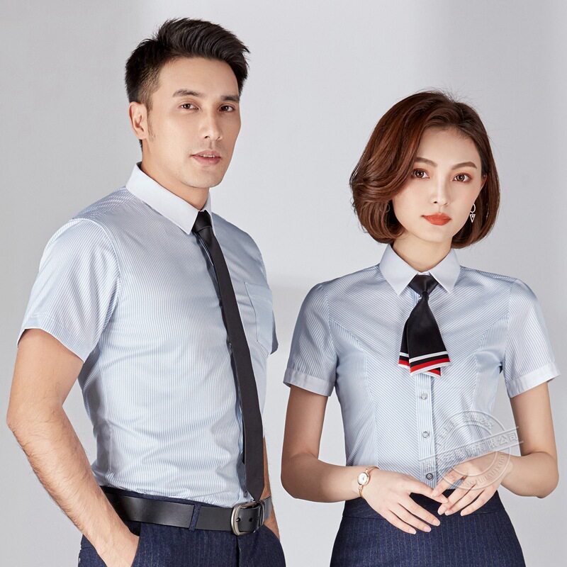 翻领短袖新品男女同款免烫正衬衫