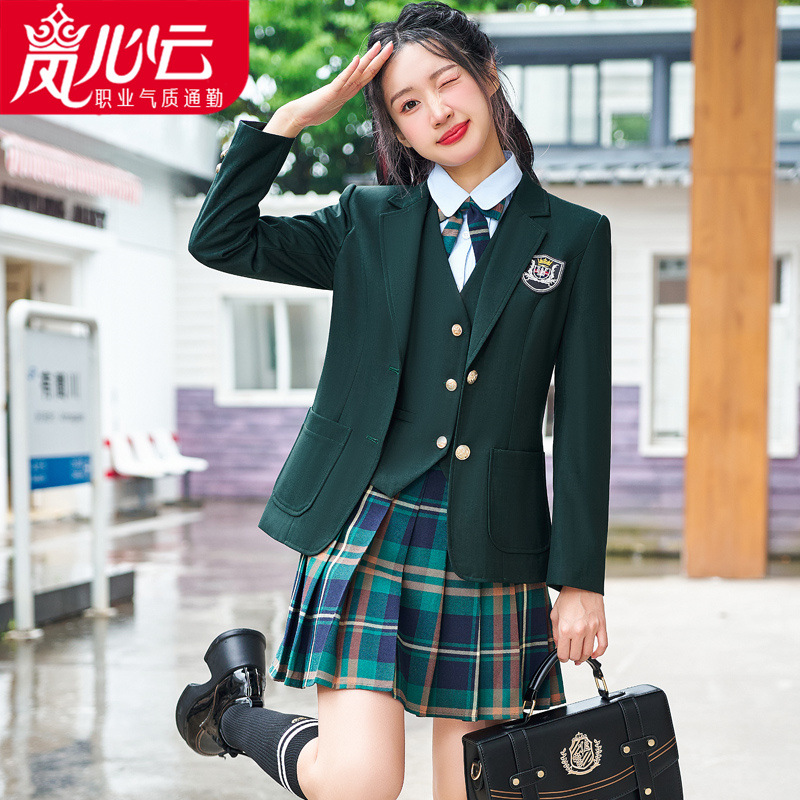 长袖英伦学院风西装职业女裙套装