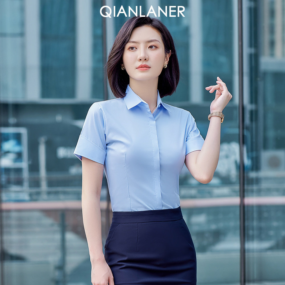 2023春夏丝光棉职业气质白衬衫女