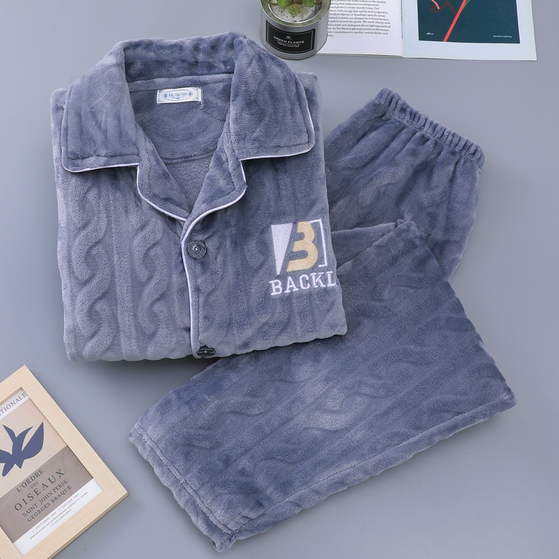 品牌折扣揭阳睡衣男珊瑚绒