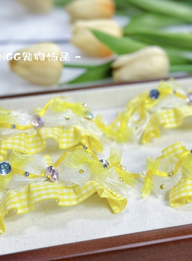 约克夏黄色发箍西施犬拍照时尚单品雪纳瑞青蛙夹泰迪甜美风发夹卡