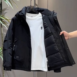 工装羽绒服男冬季加厚美式冲锋衣白鸭绒连帽外套男装保暖防寒潮流