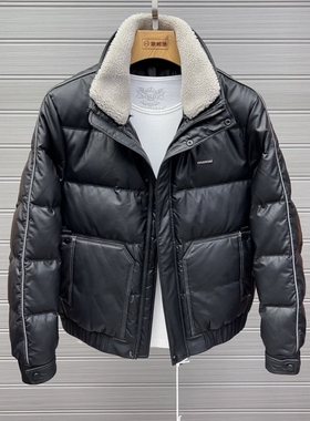高品质PU皮羽绒服男款韩版潮流加厚保暖皮夹克冬季新款白鸭绒外套