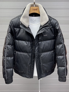 高品质PU皮羽绒服男款韩版潮流加厚保暖皮夹克冬季新款白鸭绒外套