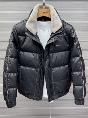 高品质PU皮羽绒服男款韩版潮流加厚保暖皮夹克冬季新款白鸭绒外套