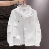 秋季 连帽工装 夹克2025新款 男士 时尚 潮流百搭青年白色色痞帅外套潮