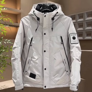 工装连帽羽绒服外套男款2025冬季新款极寒加厚防寒保暖冲锋衣夹克