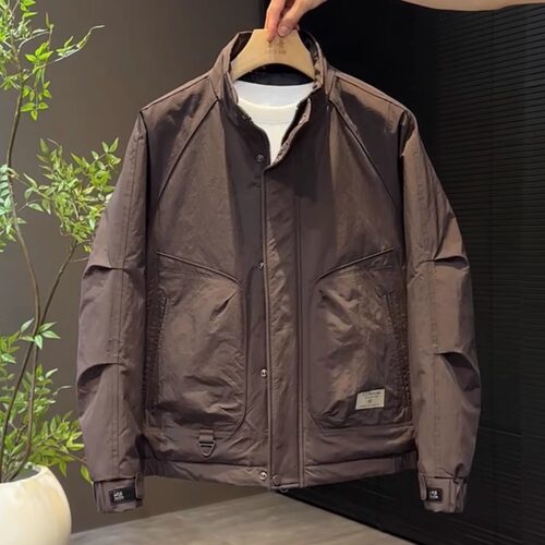 工装立领夹克外套男2025秋季新款时尚潮牌百搭休闲美式男士冲锋衣