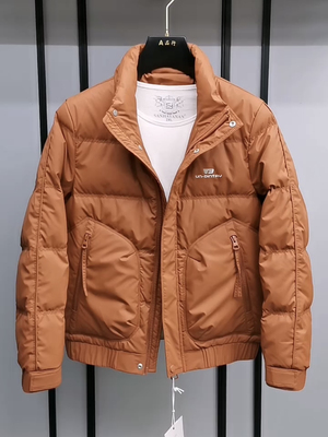 修身立领拉链口袋男士羽绒服