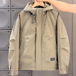 二棉外套男士冲锋衣连帽工装帅气青年百搭休闲棉衣男款夹棉夹克男