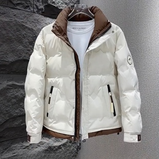 鸭绒羽绒服男士短款冬季2024新款帅气潮牌韩版立领加厚外套男冬天