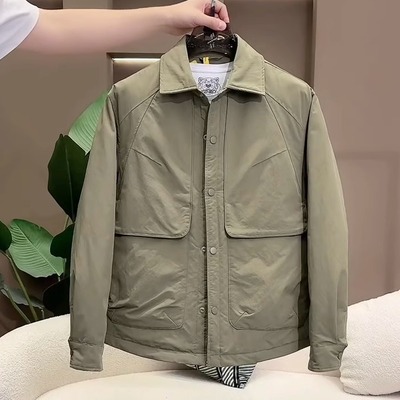 轻薄羽绒服男2025冬季新款高端帅气衬衣翻领夹克保暖休闲外套男