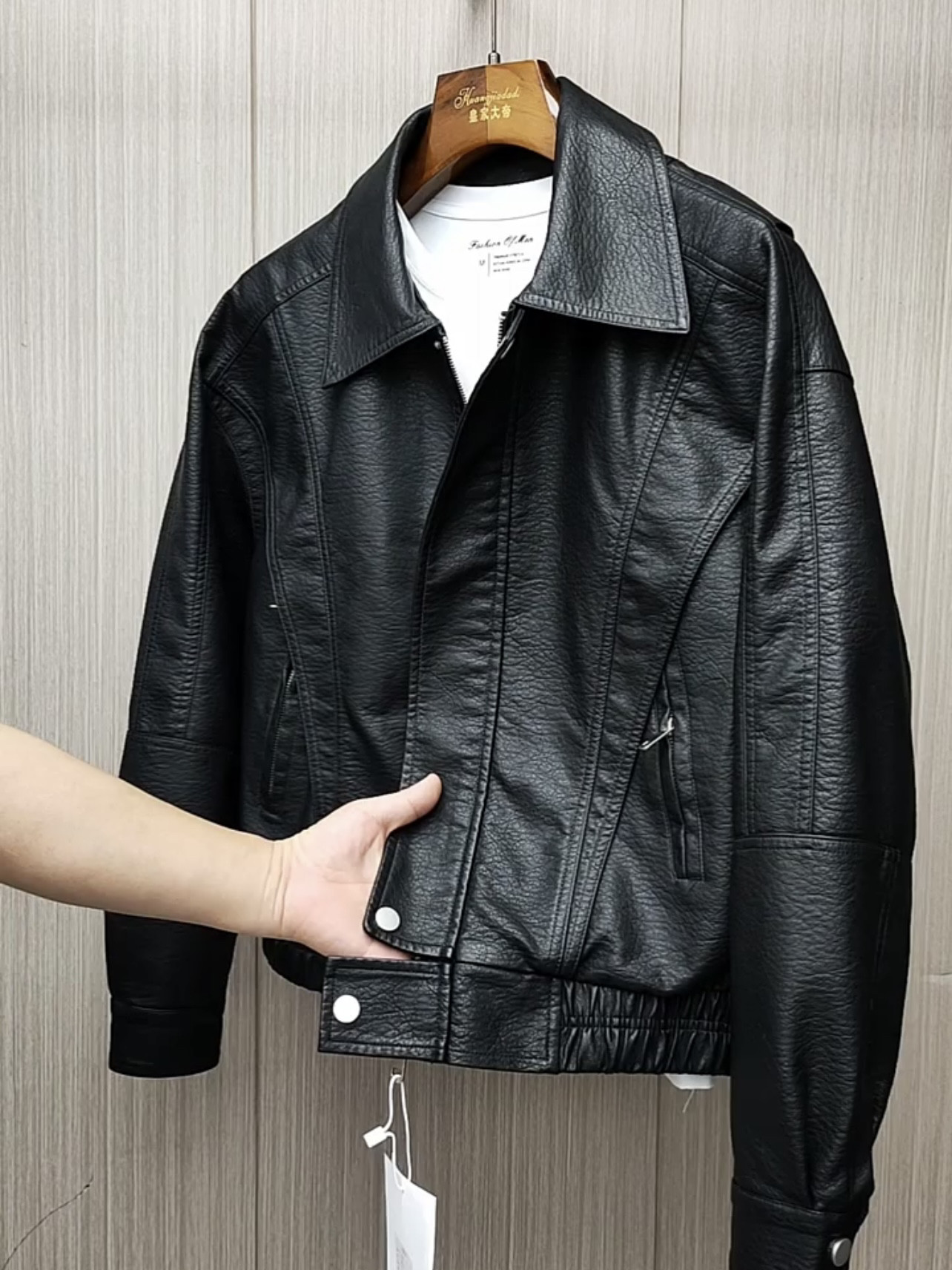 2025新款潮流机车服皮衣夹克男外套春秋新款短款翻领休闲皮夹克男