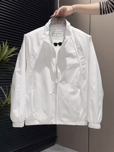 2025春季新款男士立领夹克时尚潮流百搭休闲简约纯色商务气质外套