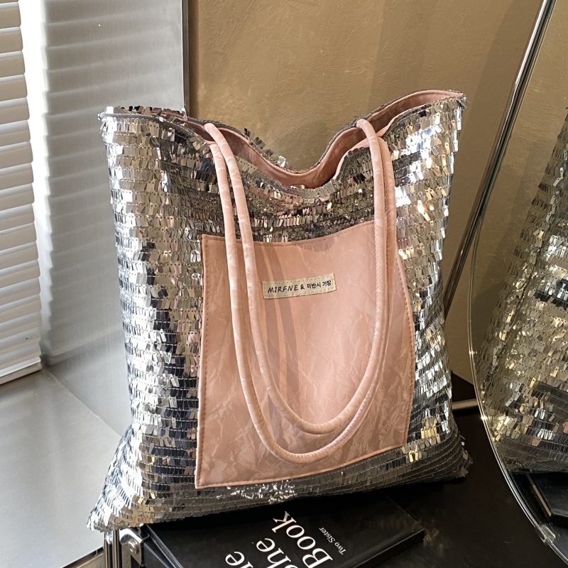 亮片单肩托特包手提大容量通勤包