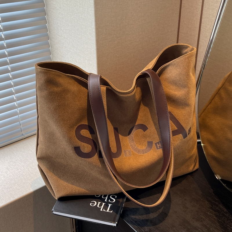 结实大容量帆布包学生通勤托特包