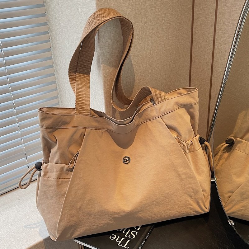 休闲尼龙包包女大容量学生上课手提帆布袋简约百搭通勤单肩托特包