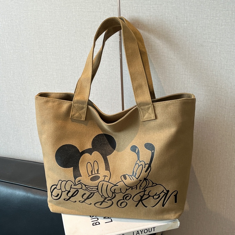 卡通帆布托特包大容量旅行手提袋