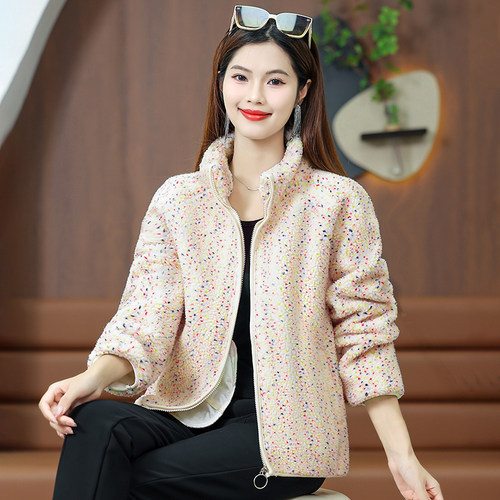 新款冬季立领仿羊羔毛抓绒外套女