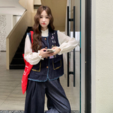 刺绣马甲衬衫三件套T893P235控358，女装套装/套裙，2C182