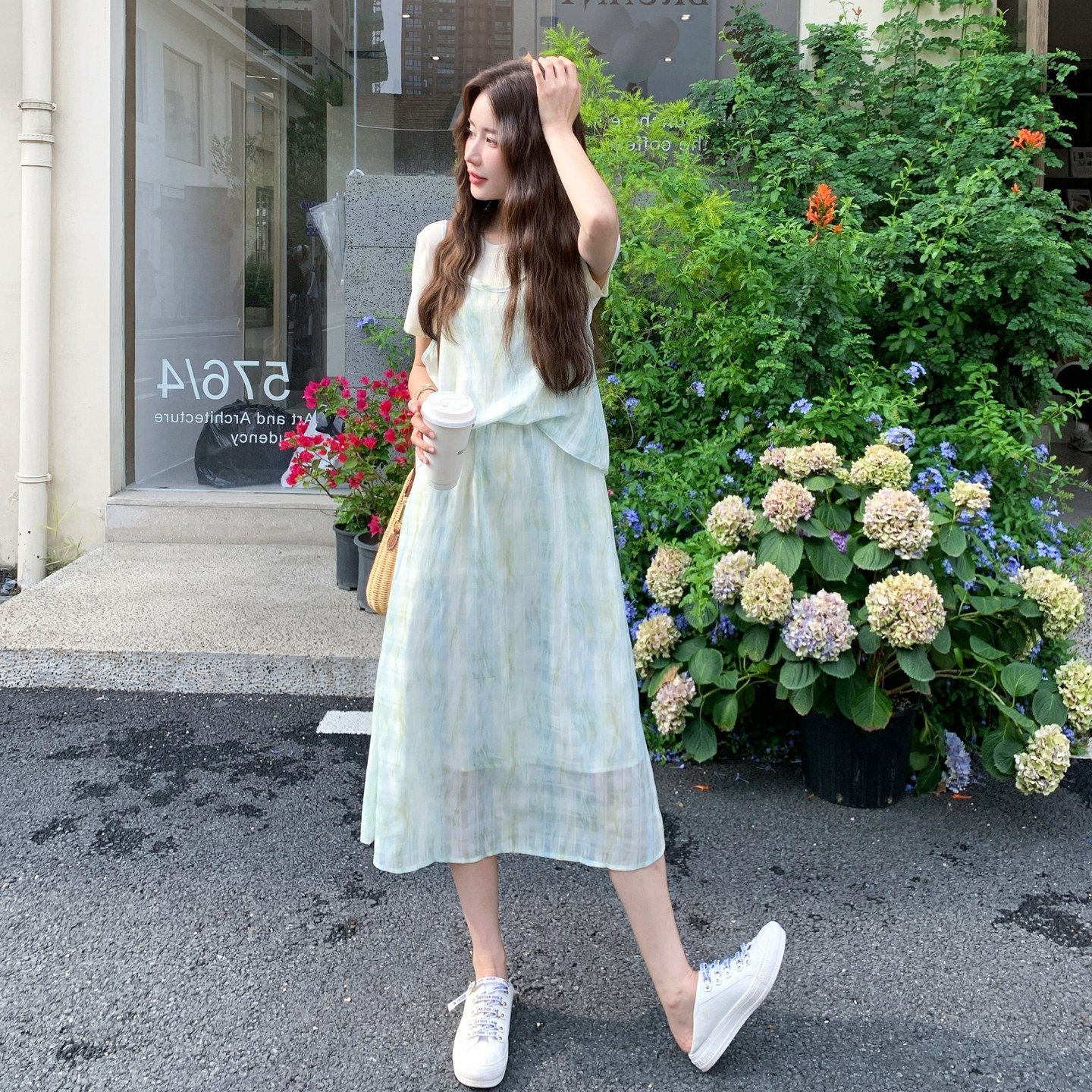 现货 夏款假两件连衣裙 5353P135控198图片