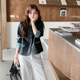 新品数据好新中式拼接皮衣外套3307P145控218，女装短外套，2C182