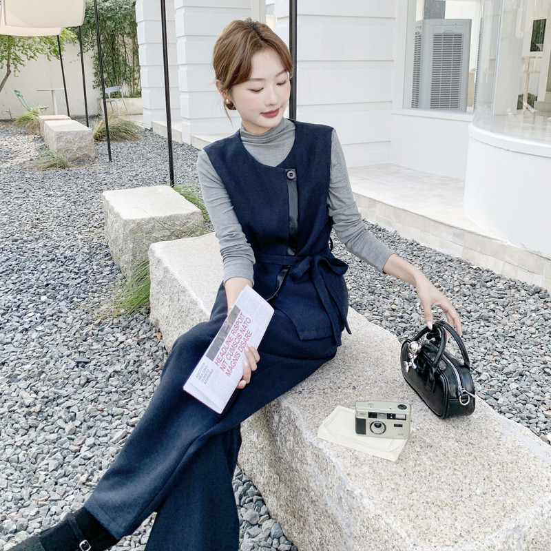 休闲气质显瘦时尚套装女2025春秋季新款韩版收腰马甲休闲裤三件套图片