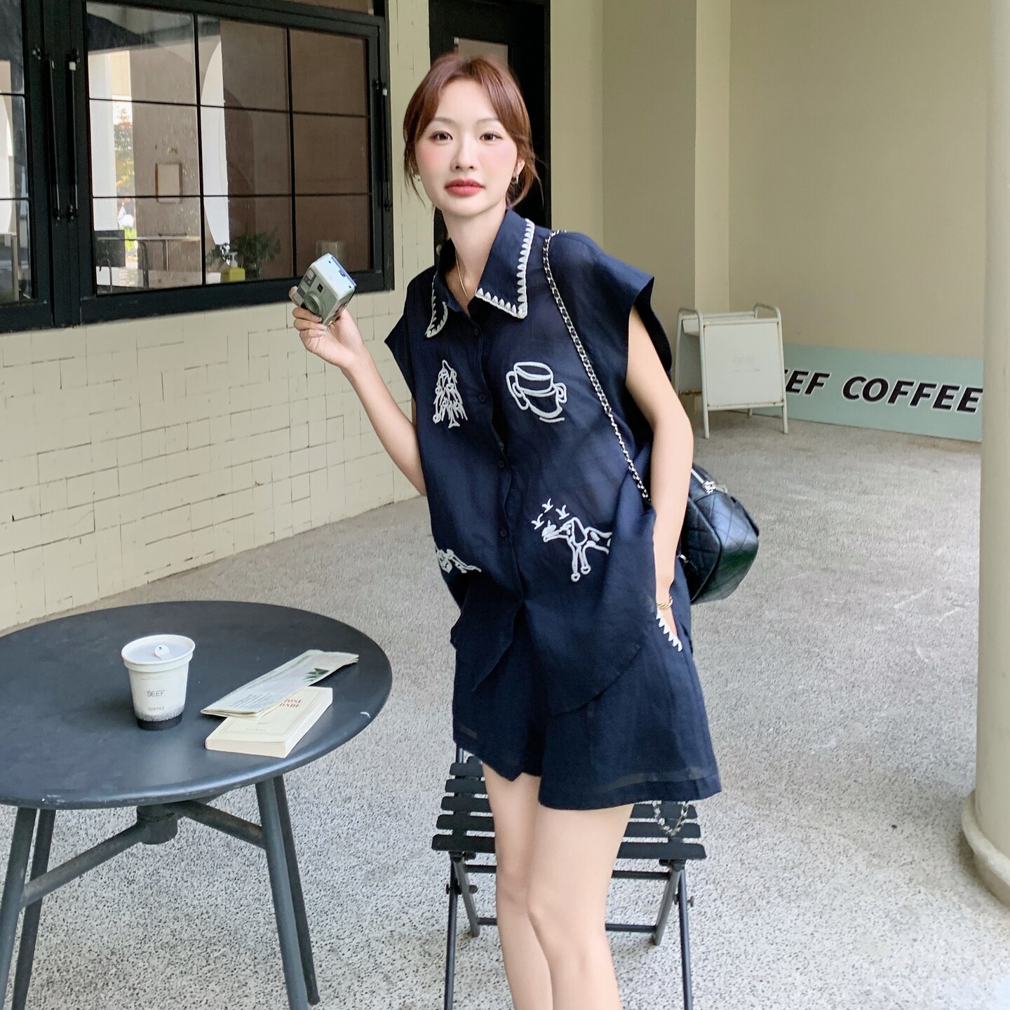 现货数据好刺绣短款套装T198P150控228，女装套装/套裙，2C182